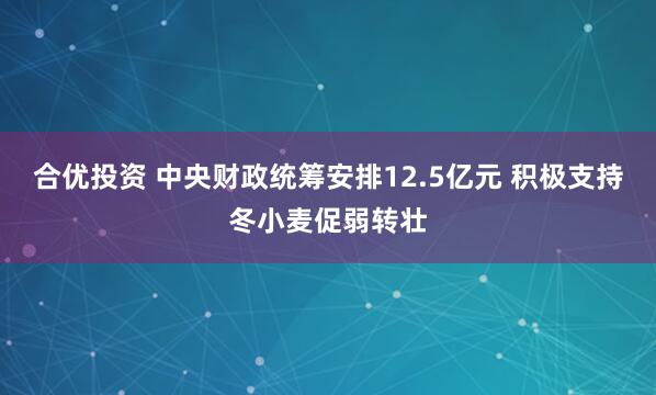 合优投资 中央财政统筹安排12.5亿元 积极支持冬小麦促弱转壮